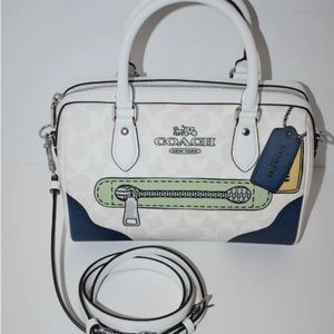 Coach CH168 Rowan Satchel In Signature Canvas&Leather w Trompe L'oeil Print